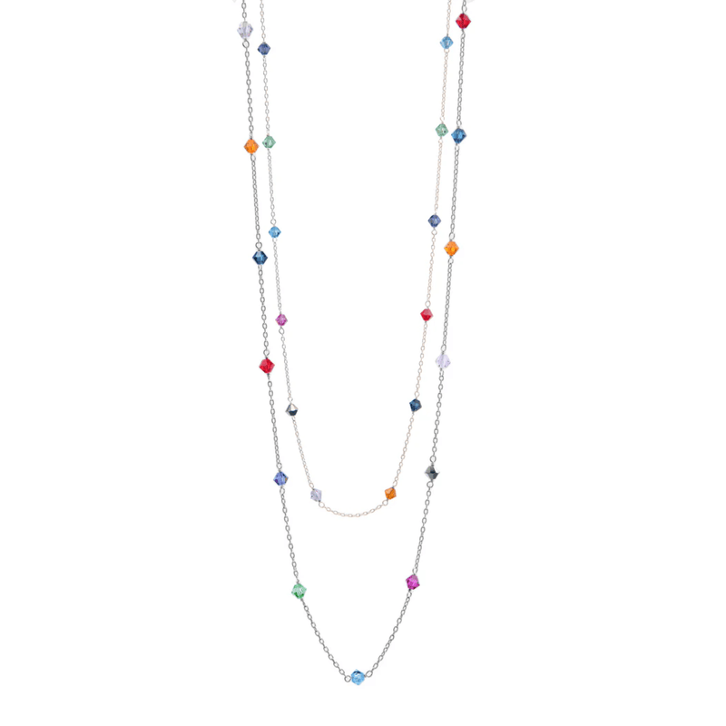 Nipura Multicolor Austrian Crystal Beaded Layered Necklace