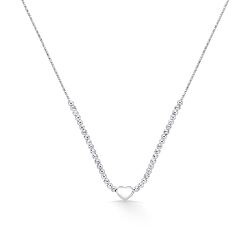 Nipura 925 Sterling Silver Heart Beaded Necklace
