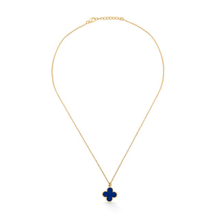 Nipura 925 Sterling Silver Blue Clover Necklace- Golden(with chain)