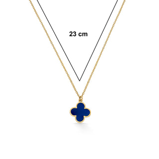 Nipura 925 Sterling Silver Blue Clover Necklace- Golden(with chain)