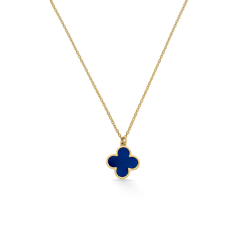 Nipura 925 Sterling Silver Blue Clover Necklace- Golden(with chain)