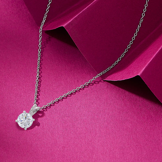 Zircon Solitaire Classic 925 Sterling Silver Pendant(without chain)