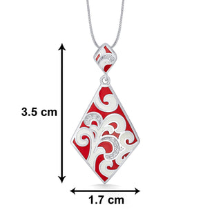 Nipura 925 Sterling Silver Ravishing Red Enamel Pendant(without chain)