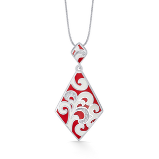 Nipura 925 Sterling Silver Ravishing Red Enamel Pendant(without chain)
