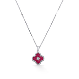 Nipura 925 Sterling Silver Pink Cornus Zircon Pendant with Chain