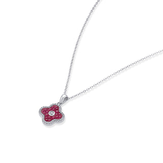 Nipura 925 Sterling Silver Pink Cornus Zircon Pendant with Chain