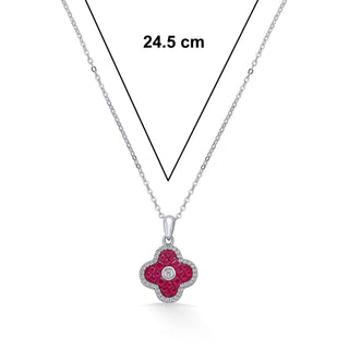 Nipura 925 Sterling Silver Pink Cornus Zircon Pendant with Chain