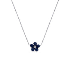 Nipura 925 Silver Blue Azalea Zircon Necklace| Sterling silver | Invisible set jewelry| 925 silver gemstone necklace for women |Fashionable modern jewelry(with chain)