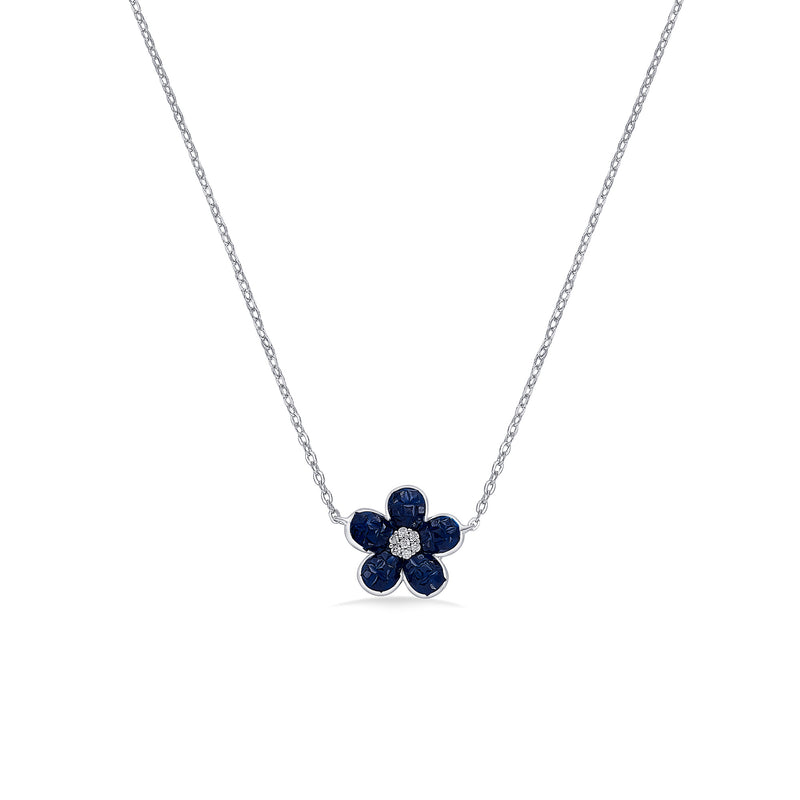 Nipura 925 Silver Blue Azalea Zircon Necklace| Sterling silver | Invisible set jewelry| 925 silver gemstone necklace for women |Fashionable modern jewelry(with chain)