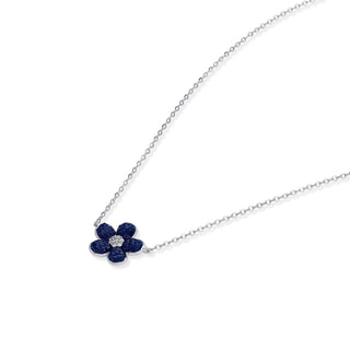 Nipura 925 Silver Blue Azalea Zircon Necklace| Sterling silver | Invisible set jewelry| 925 silver gemstone necklace for women |Fashionable modern jewelry(with chain)