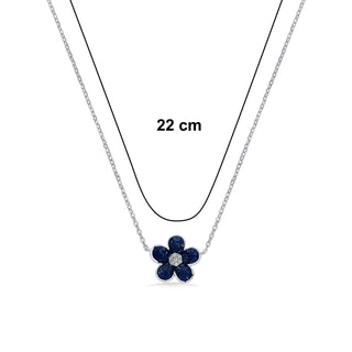 Nipura 925 Silver Blue Azalea Zircon Necklace| Sterling silver | Invisible set jewelry| 925 silver gemstone necklace for women |Fashionable modern jewelry(with chain)
