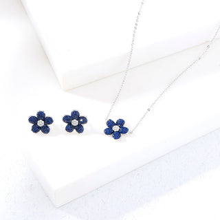Nipura 925 Silver Blue Azalea Zircon Necklace| Sterling silver | Invisible set jewelry| 925 silver gemstone necklace for women |Fashionable modern jewelry(with chain)