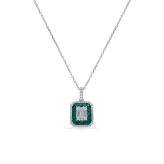 Nipura 925 Silver Green Casper Zircon Pendant| Sterling silver |Baguette| Invisible set jewelry| 925 silver gemstone necklace for women |Fashionable modern jewelry(with chain)