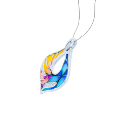 Hawaiian Waves 925 Sterling Silver Enamel Pendant(without chain)