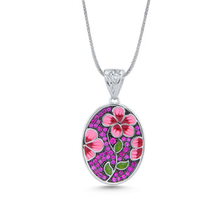 Nipura 925 Sterling Silver Pink Cosmos Enamel Pendant(without chain)