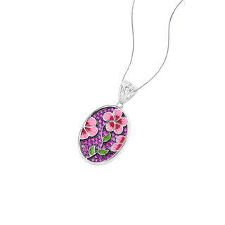 Nipura 925 Sterling Silver Pink Cosmos Enamel Pendant(without chain)