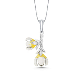 Nipura 925 Sterling Silver Yellow Orchid Enamel Pendant(without chain)
