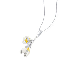 Yellow Orchid 925 Sterling Silver Enamel Pendant(without chain)
