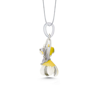 Nipura 925 Sterling Silver Yellow Orchid Enamel Pendant(without chain)