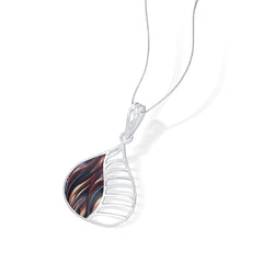 Brown Enamel 925 Sterling Silver Tear Drop Pendant(without chain)