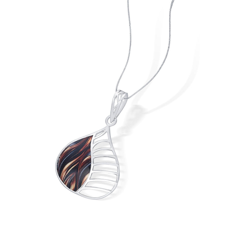 Nipura 925 Sterling Silver Brown Enamel Tear Drop Pendant(without chain)