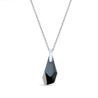 Nipura Certified 925 Sterling Silver Elegant Black Teardrop Austrian Crystal Pendant - A Timeless Piece of Jewellery – Lifetime Guaranteed, Skin-Friendly & Tarnish-Resistant - Crystals from Austria