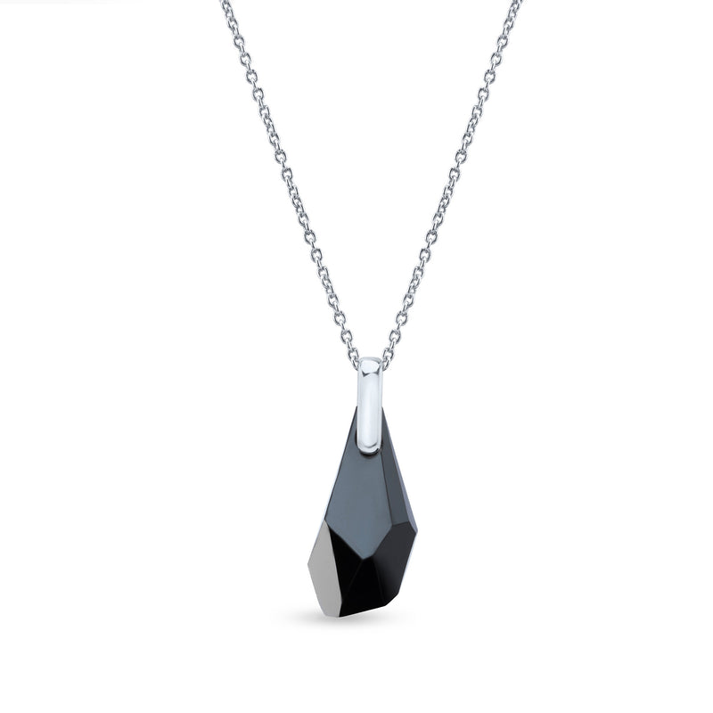 Nipura Certified 925 Sterling Silver Elegant Black Teardrop Austrian Crystal Pendant - A Timeless Piece of Jewellery – Lifetime Guaranteed, Skin-Friendly & Tarnish-Resistant - Crystals from Austria