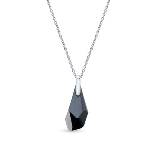 Nipura Certified 925 Sterling Silver Elegant Black Teardrop Austrian Crystal Pendant Earrings Set