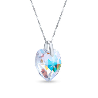 Nipura Certified 925 Sterling Silver Pendant without Chain for Women and Teens with Rainbow Heart-Shaped Austrian Crystal Pendant without Chain – Tarnish-Resistant & Skin-Friendly - Crystals from Austria