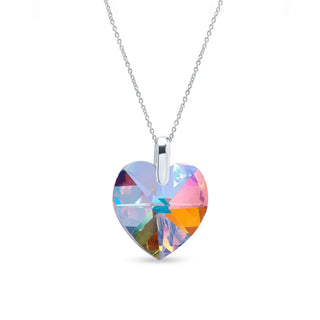 Nipura Certified 925 Sterling Silver Pendant without Chain for Women and Teens with Rainbow Heart-Shaped Austrian Crystal Pendant without Chain – Tarnish-Resistant & Skin-Friendly - Crystals from Austria