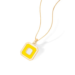 Yellow Squares 925 Sterling Silver Pendant- Golden(without chain)