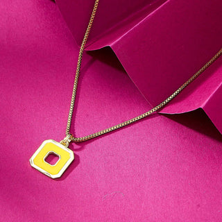 Nipura 925 Sterling Silver Yellow Squares- Golden Necklace and Earrings Set