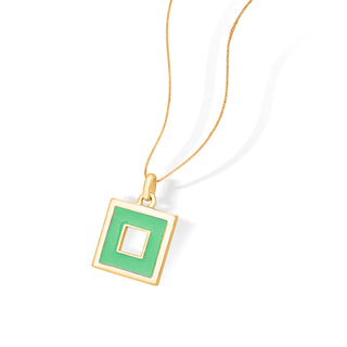 Nipura 925 Sterling Silver Green Squares Pendant- Golden(without chain)