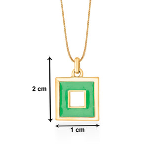 Nipura 925 Sterling Silver Green Squares Pendant- Golden(without chain)