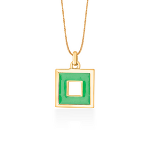 Nipura 925 Sterling Silver Green Squares Pendant- Golden(without chain)