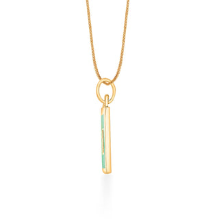 Nipura 925 Sterling Silver Green Squares Pendant- Golden(without chain)