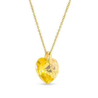 Nipura Certified 925 Sterling Silver Yellow Austrian Crystal Heart Shaped Pendant Necklace with free Chain– Perfect Gift for Girls and Women-– Lifetime Guaranteed, Skin-Friendly & Tarnish-Resistant - Crystals from Austria
