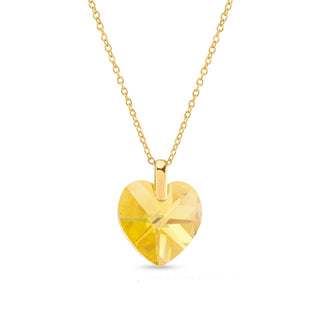 Nipura Certified 925 Sterling Silver Yellow Austrian Crystal Heart Shaped Pendant Necklace without Chain– Perfect Gift for Girls and Women-– Lifetime Guaranteed, Skin-Friendly & Tarnish-Resistant - Crystals from Austria