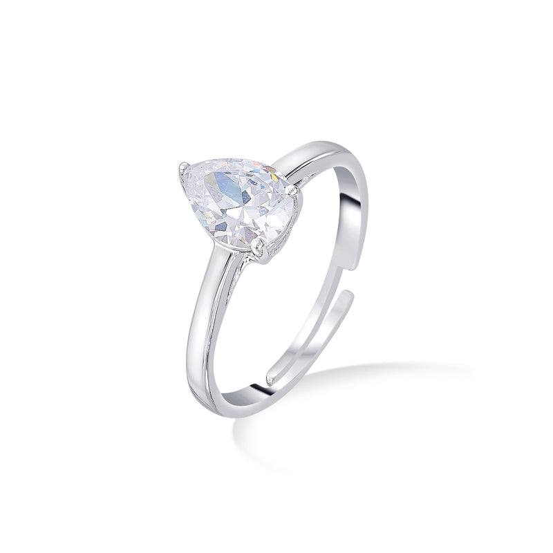Nipura 925 Sterling Silver Pear Zircon Classic Ring