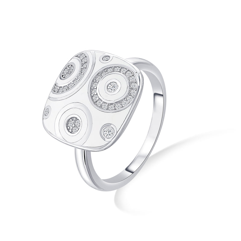 Nipura 925 Sterling Silver Celestial White Enamel Ring