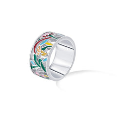 Nipura 925 Sterling Silver Bouquet of Flowers Enamel Ring