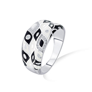 Nipura 925 Sterling Silver Black Untamed Enamel Ring