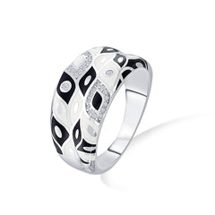 Nipura 925 Sterling Silver Black Untamed Enamel Ring