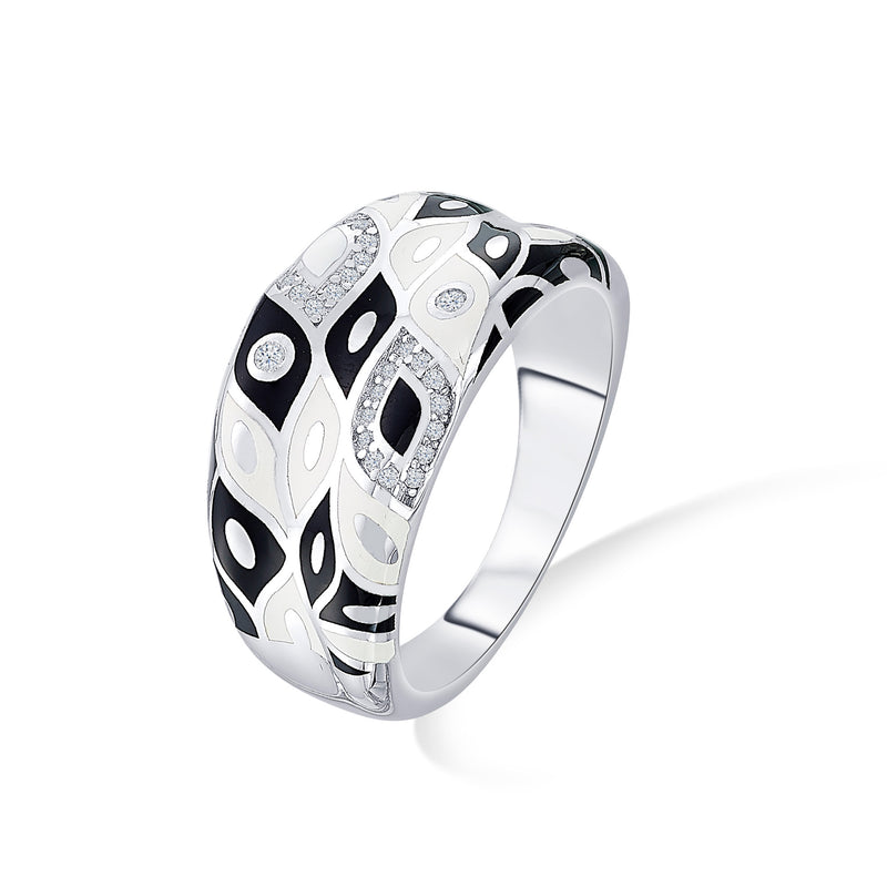 Nipura 925 Sterling Silver Black Untamed Enamel Ring