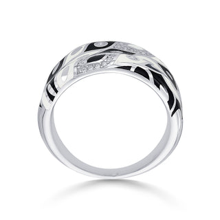 Nipura 925 Sterling Silver Black Untamed Enamel Ring