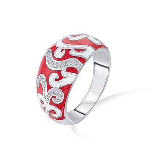 Nipura 925 Sterling Silver Mystic Red Enamel Ring