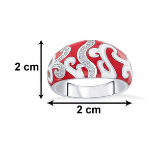 Nipura 925 Sterling Silver Mystic Red Enamel Ring