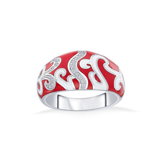 Nipura 925 Sterling Silver Mystic Red Enamel Ring