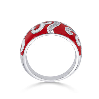 Nipura 925 Sterling Silver Mystic Red Enamel Ring