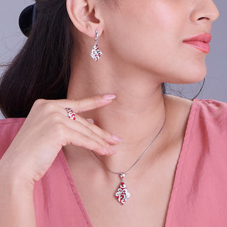 Nipura 925 Sterling Silver Ravishing Red Enamel Pendant(without chain)